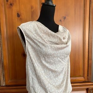 Cowl Neck Express Bodysuit in Light pink with White Dots